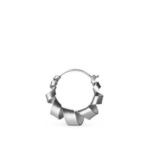 Jane Kønig Small Curly hoop ørering i mat sølv